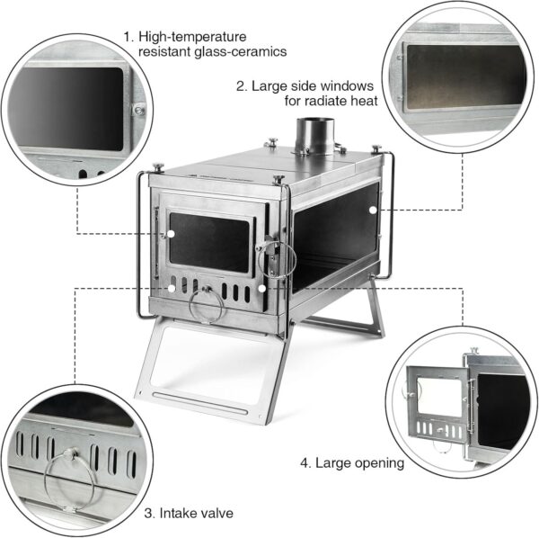 Camping folding portable outdoor tent stove - Image 3
