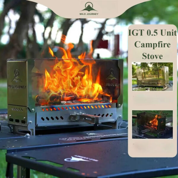 00225c76-566e-460e-aa1a-0f098a40020b Camping Folding Brazier IGT Half-Unit Bonfire Stove Desktop Campfire Furance Windproof Firewood Stove Outdoor Heater