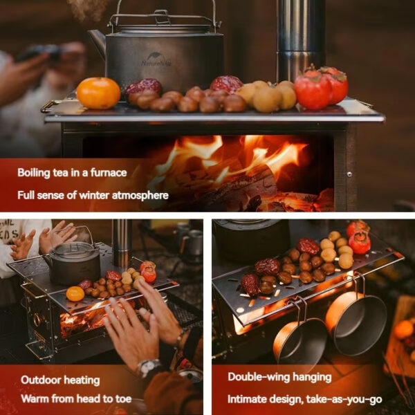 Outdoor Firewood Stove Portable Stainless Steel Camping Picnic BBQ Cooking Desktop Tent Heater Fire Patio FireplaceCrochet Coach