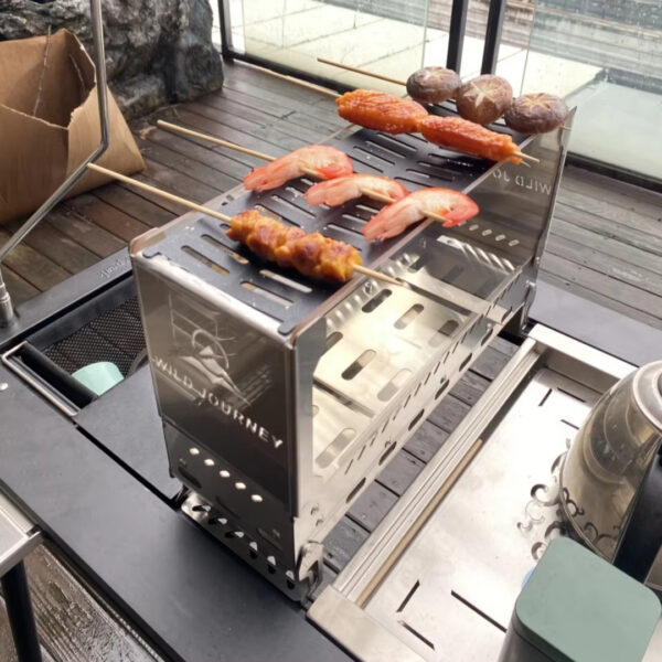 80f5b5bf-de9b-4ec0-98e9-0bc17178c05c Camping Folding Brazier IGT Half-Unit Bonfire Stove Desktop Campfire Furance Windproof Firewood Stove Outdoor Heater