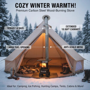 9886d106-6ab3-4605-bc08-0cf6b1a5744e Outdoor Wood/Coal Stove Heater - Hot Tent Camping & Backyard Heating Kit with Accessories