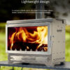 O1CN01AMkCTz2LVHlMk3DZn_2219752699697 Portable folding wood-burning stove for outdoor camping, suitable for heating tents, roasting and boiling tea. Made of stainless steel.