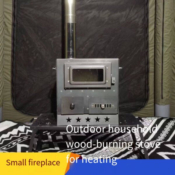 Outdoor tent stove, self-driving camping picnic portable multi-functional small fireplace, tabletop heating, water boiling firewood stove