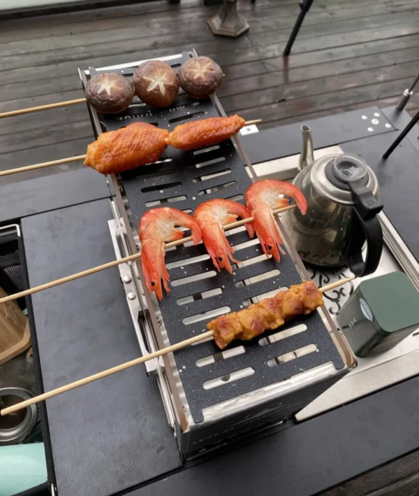 S435a3b128e4a4aa897c67d3e459687f13 Camping Folding Brazier IGT Half-Unit Bonfire Stove Desktop Campfire Furance Windproof Firewood Stove Outdoor Heater