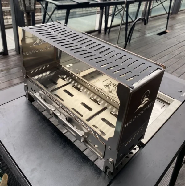 S9a6778f562214c2fa54ac5eeff55897eM Camping Folding Brazier IGT Half-Unit Bonfire Stove Desktop Campfire Furance Windproof Firewood Stove Outdoor Heater